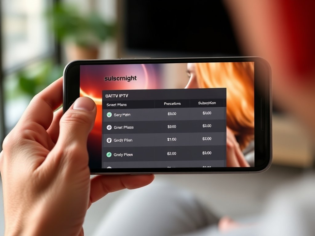 Comparaison des différentes offres d'abonnement IPTV sur un écran de smartphone